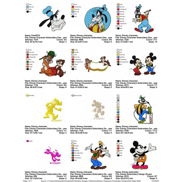Collection Disney Characters Embroidery Designs 01